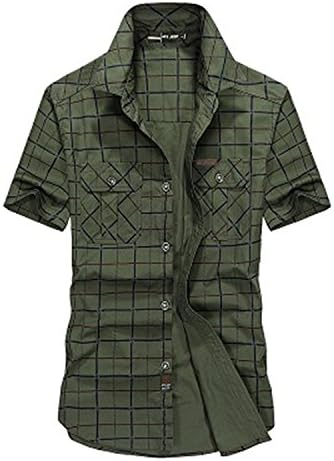 Havadi Shirts Mens Shirts 2016 Short Sleeve Top Quality 100% Cotton Plus Size Loose Men'S Shirt Summer Style Military Shirts 5009Greenl