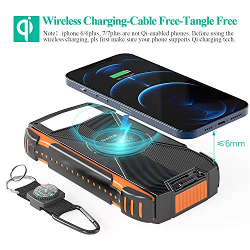 Solar Power Bank, BLAVOR Wireless Phone Charger, Portable Solar Powered