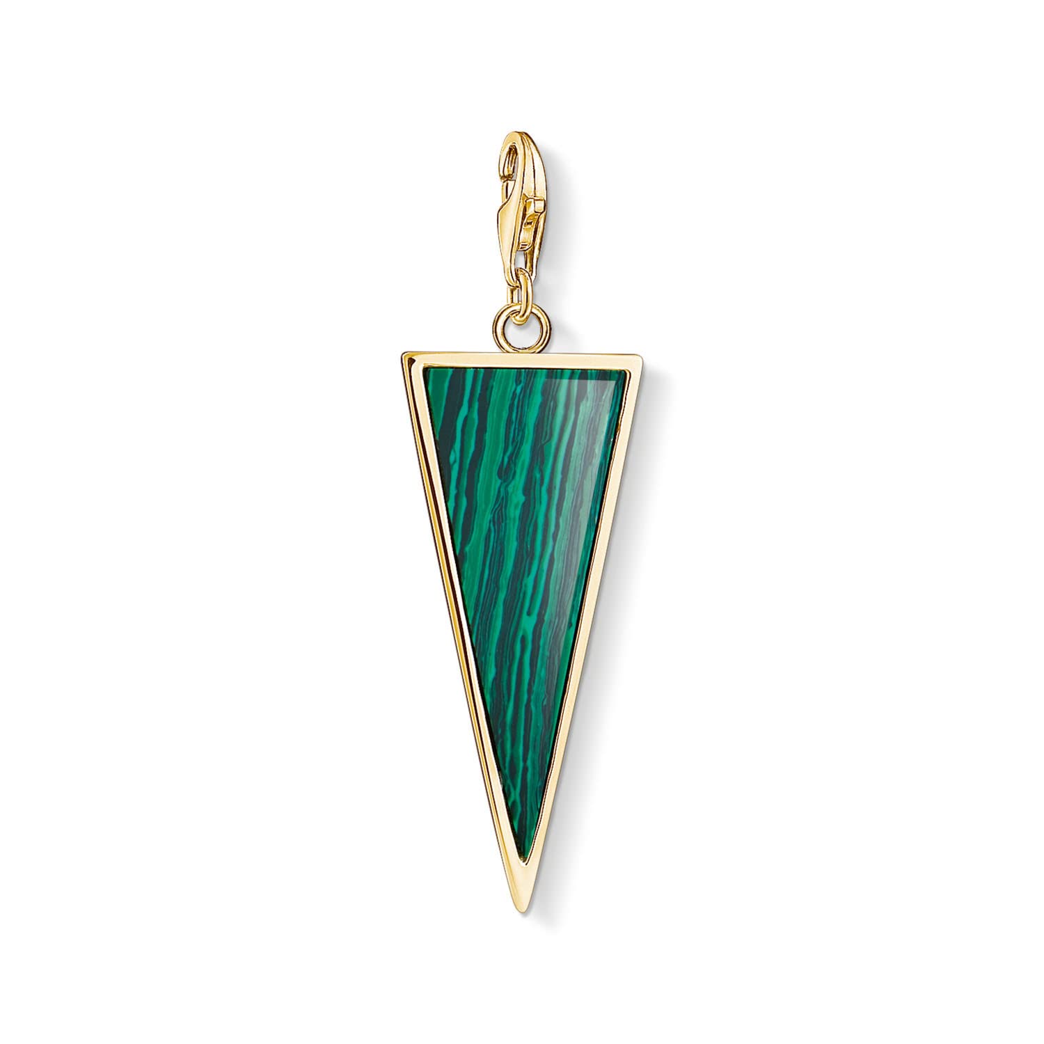 Thomas Sabo Women-Charm Pendant Green triangle Charm Club 925 Sterling silver yellow gold plating Y0023-140-6