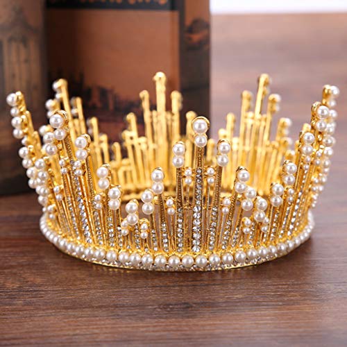 Luxury Elegant Crown Full Diamond Zircon Pearl Tiara Headband Ladie Jewelry Gift,Outsta 2019 Fashion Jewelry Hot Sale!Under 10 Dollars Gifts for Her