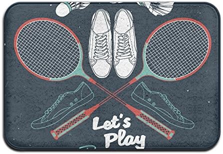 Small Indoor Outdoor Entrance Rug Floor Mats Shoes Scraper Doormat Non Slip Door Mat for Front Door Entrance Mat Machine Washable 15.74" X 23.62" Stylish Welcome Mats Play Badminton