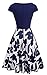 HOMEYEE Women's 1950s Vintage Elegant Cap Sleeve Swing Party Dress A009 (M, Dark Blue)