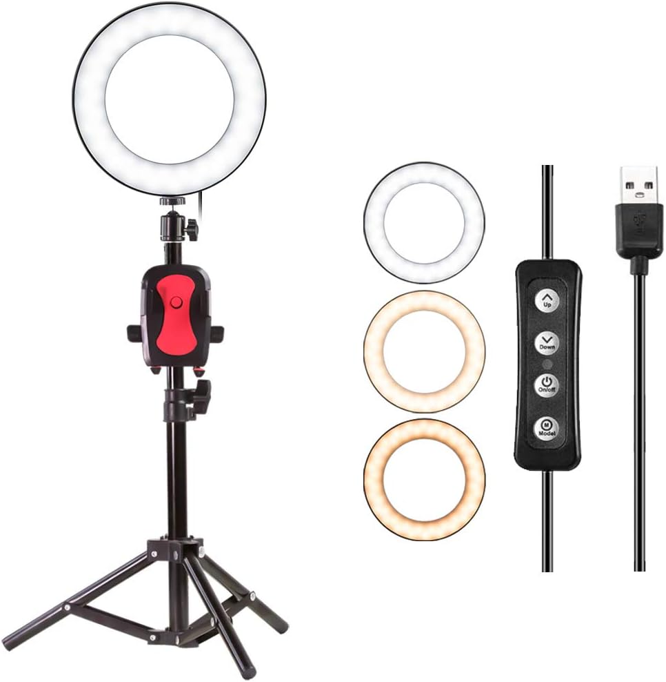 8" Upgraded Led Ring Light with Tripod Stand & Cell Phone Holder for Live Stream/Makeup,Led Selfie Ring Light for YouTube Video/Photography Compatible with iPhone Xs Max XR Android