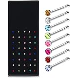 FASHIONS Multicolor piercing jewelry Tiny Nose pin Round Studs Pierced Hole nose ring for Women -60 PCS