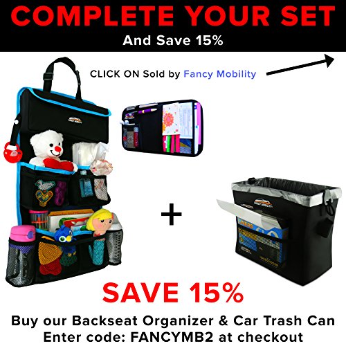 Fancy Mobility Car Backseat Organizer - Baby Accessories, Kids Small Toys & Travel Essentials Holder - Great Storage Bag for Road Trips - Perfect Baby Shower Gift - Includes Visor Organizer - Thumbnail 7