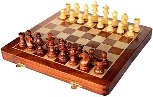 Royal Enterprises Magnetic Chess Board Wooden Handcrafted Travelling Folding 10 X 10 Inches chess set