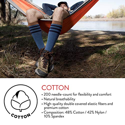 VIM & VIGR Men's 15-20 mmHg Compression Socks: Rugby Stripe - Evening & Camel (Cotton) (Small)