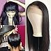 FASHION PLUS Full Lace Wig Human Hair Brazilian Straight Hair Wig With Baby Hair Pre Plucked 150% Density Human Hair Full Lace Wigs For Black Women Natural Color (16 inch, Full Lace Wig)