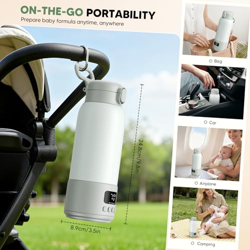 Scaldabiberon Portatile, Scalda Biberon Neonato Portatile Senza Fili con Funzione di Autopulizia, Scaldalatte Portatile Neonato 16000mAh, Riscaldamento Rapido, Capacità 500ml, 3 Modalità, per Viaggi