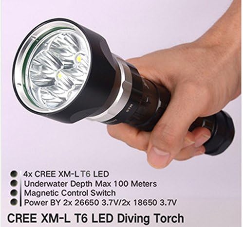 New Model 6000lm 100m Underwater 4x Cree Xm-l U2 LED Solarstorm Dx4 Diving Flashlight Torch Lamp