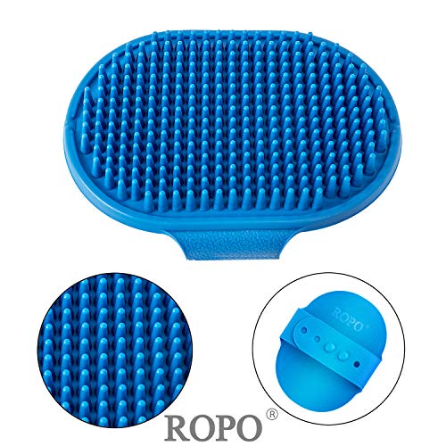ROPO Dog Grooming Brush, Pet Shampoo Bath Brush Soothing Massage Rubber Comb with Adjustable Ring Handle for Long Short… - Image 3