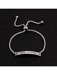 SOUSYOKYOSAM Soul Sisters Motivational Gift Inspirational Cuff Bracelet Adjustable Bangle Jewellery