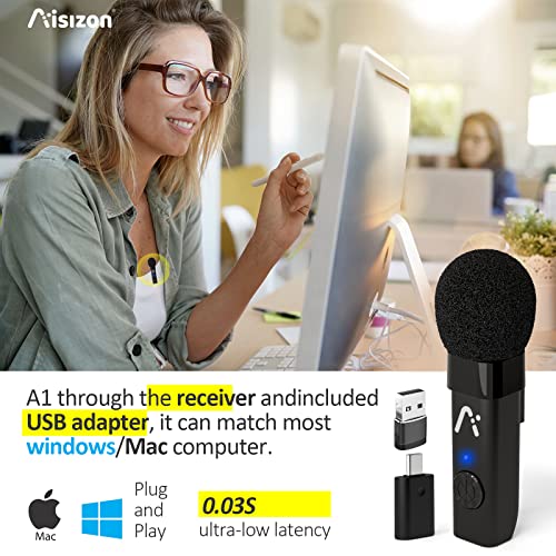 Wireless mic,Wireless Lavalier Microphone(Aisizon A1) for iPhone/iPad,Android,Lapel Clipon