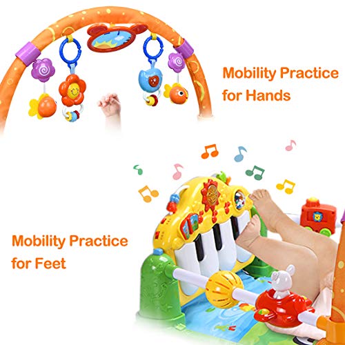 Baby Gym Kick and Play Piano - Lay to Sit-Up Play Mat Newborn Large Activity Gym Tummy Time Infant Music & Light Activity Center Mat Play & Learn Toddler 0-18 Month