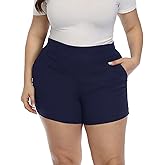 HDE Women's Plus Size Chino Shorts High Waisted 4" Inseam Summer Casual Shorts