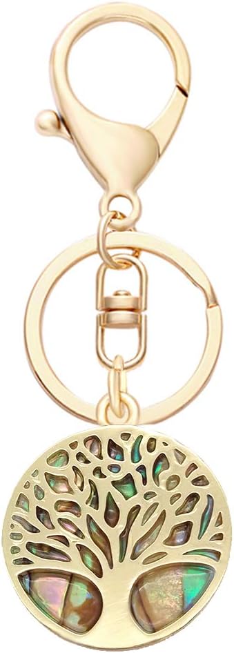 SENFAI Nature Animal Element Abalone Shell Keychain Bag Jewelry Accessories 3 Tone