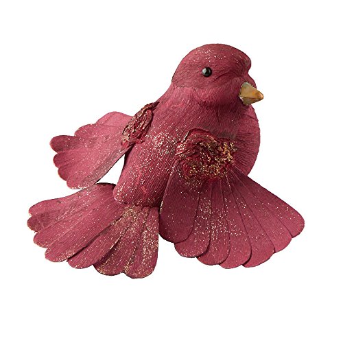 Burgundy Painted Wood Chickadee Bird | 1 Bird | for Indoor Decor
