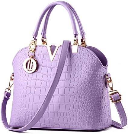 Rubysports Claissic Handbag Crossbody sapphire - Womens Leather Shoulder Bag Top-handle Crocodile Pattern Tote Purses