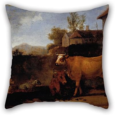 RISEE Oil Painting Van Calraet, Abraham - Cows And Sheep Christmas Pillow Shams 20 X 20 Inches / 50 By 50 Cm Gift Or Decor For Kids Boys Shop Girls Kids Room Bedding Family - 2 Sides