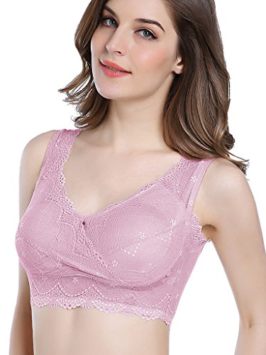 Intimate Portal Women Gardenia Lace Pocketed Bralette No Wire Leisure Pocketed Bra Pink 32D 34B 34C 36A