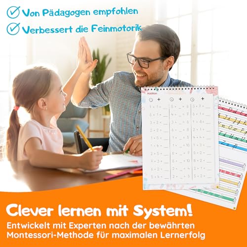 Filapen Magic Preschool Books from 4 Years - 5 Exercise Books + Pen (Reusable) - Learn to Write & Calculate, Practice Letters & Numbers - For Left-Handed and Right-Handed Users