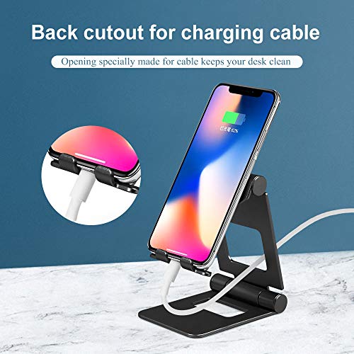 Smyidel Desk Phone Holder Multi-Angle Foldable Adjustable Cell Phone Tablet Desk Stand Mount Holder for Cellphones iPhone Samsung and Tablet (Black)