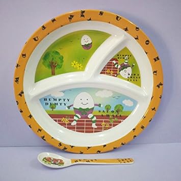 LOLGIFTS Diplomat Royal Humpty Dumpty Melamine 3 section kids plate Round