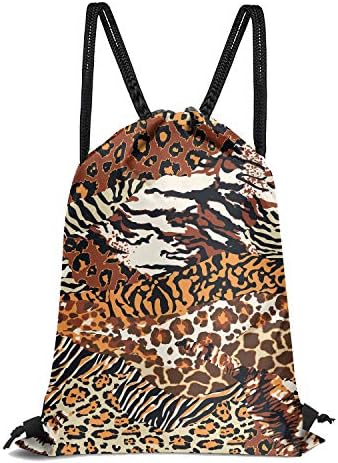 Drawstring Backpack Bag Women&Men Sport Gym Sack Cinch Bag with Zipper Pockets