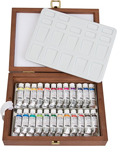 Schmincke Horadam Aquarell 5ml Paint Tube Set in Wooden Box, Set of 24 Colors (74224097)