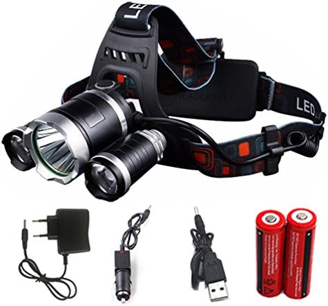EXCELLIGHT 12000Lm XML T6 3/5 LED Headlight Headlamp Head Lamp Light 4 mode torch 2x18650 battery+EU/US Car charger for fishing Rechargeable Lights (OPTION F)
