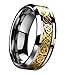 Tanyoyo Dragon Scale Dragon Pattern Beveled Edges Celtic Rings Jewelry Wedding Band for Men Golden (7)