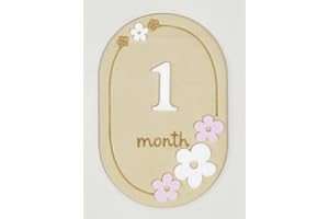 Baby Monthly Milestone Cards Set, 1-12 Months, Basswood and Acrylic, 6x4 inch, Photo Prop for Newborn