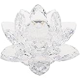 Xenia-Na Clear Crystal Lotus, Sparkle Flower with Gift Box, Hue Reflection, Glittering, Peace, Good Fortune, Wisdom, Feng Shui Ornaments, Home Decor, Party, Photography (3.2''/8cm, Transparent)