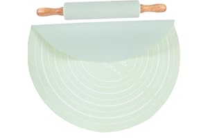 LOPUNER Silicone Pastry Mat with Rolling Pin Thick Non-Stick Dough Rolling Mat with Anti-Skid Bottom for