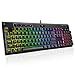 PICTEK Mechanical Gaming Keyboard, LED RGB Backlit with 104 Keys, Quiet Mechanical Keyboard with Red Switch, Metal Panel, Dust and Spill Resistant, Anti-Ghosting for PC