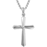 VENICEBEE® Traditional Christian Cross Pendant Necklace Solid 925 Sterling Silver Metal Sacramental Protection Perfect Medium Size Cross + Black Velvet Pouch, Polishing Cloth, Fine Gift Box