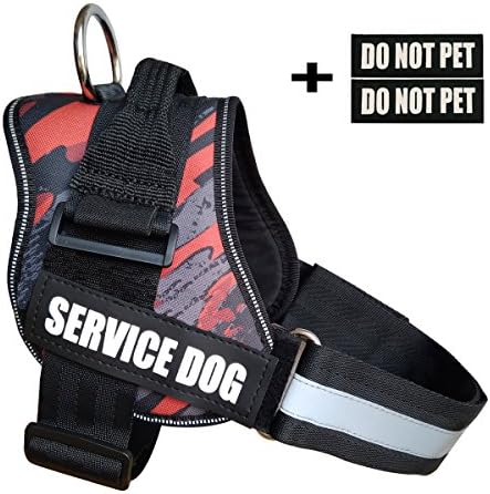 Faylife Servicce Dog Vest Harness - Adjustable Nylon with SERVICE DOG IN TRAINING and Do Not Pet Reflective Patches for Large Medium Small Dogs