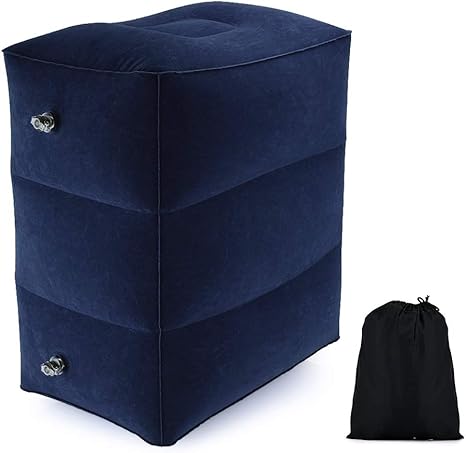 Amazon フットレスト 足置き 飛行機 旅行 足の疲れむくみ対策 エアー オットマン エアクッション 携帯しやすい 3段階の高さ調節 オフィス 足枕 エアー 車 旅行グッズ 新幹線 旅行用品 足の疲れを軽減 日本語説明書 保証付 ダークブルー 足枕 オンライン通販