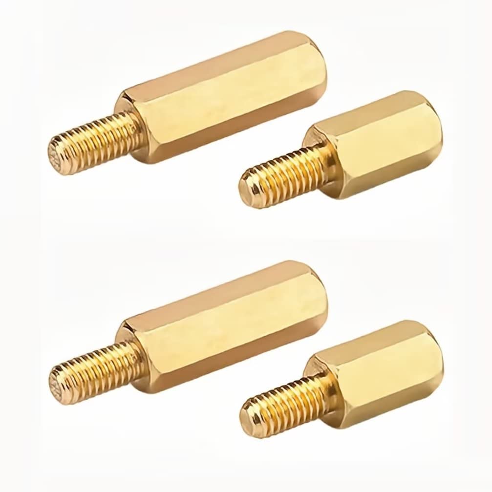 FEEIMOL Brass Male Female Hex Spacer Standoff Screw Nut Threaded Pillar M4x12+6mm (20 pcs)