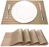 CM&A Placemats - Table Mat - Vinyl Mat - PVC Kitchen Placemats - Heat Resistant - Stain Resistant - Anti Skid Mat - Washable Placemats - Placemats Set of 4