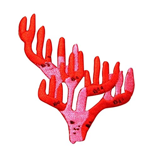 ID 0352 Pink Growing Coral Patch Ocean Reef Embroidered Iron On Badge Applique