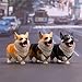 Kimkoala Cute Corgi Dog Figures, 3Pcs Small Lovely Resin Corgi Puppy Toys Model Miniature Figurines for Home Office Desk Car Decoration Ornaments and Kids Gift Brown