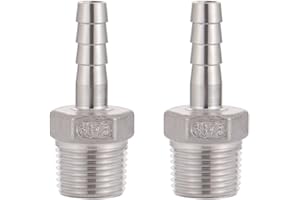 Happyreise Stainless Steel Hose Barb Fitting,1/4" Hose Barb to 3/8" Male NPT, for Water Fuel Air (Pack of 2)