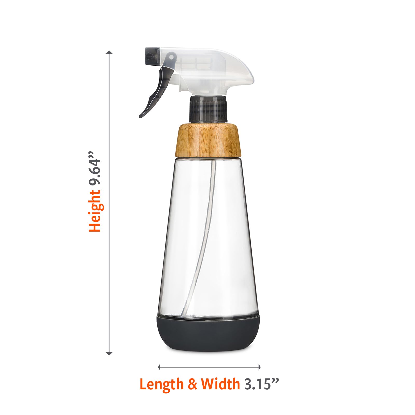 Full Circle Bottle Service-Refillable Glass Spray Bottle for Cleaning -Versatile Stream & Mist Options, Bamboo, Silicone Boot- Ideal for Non-Toxic Solutions & Plant Care, 16oz, Gray