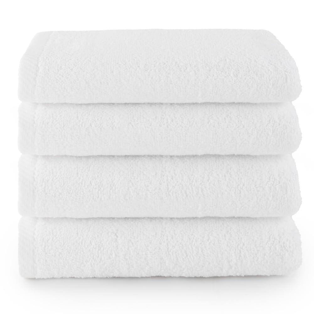 Top Towel - Plus - Bath Towels - 4 Face Towels or Bidet - 30 x 50 cm - 100% Cotton - White