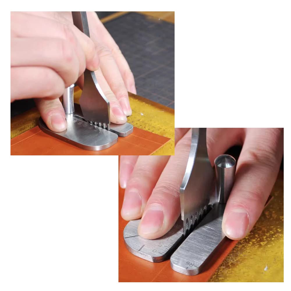 PANSHIYON Leather Stitching Punch Aid Plate,Stainless Steel Leather Stitching Punch Aid Pulling Plate, Diamond Lacing Chisel or Pricking Iron Aid Mate for Craft Working