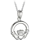 Biddy Murphy Irish Claddagh Necklace for Women, 925 Sterling Silver Pendant with Belcher Chain, Made in Ireland