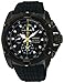 Seiko SNAE17 Mens Velatura Alarm Chronograph Black Dial Rubber Strap