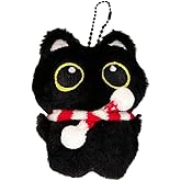 BONTOUJOUR Super Cute Funny Big Eyes Black Cat Lucky Kitty Theme Keychain Good Luck Siamese Key Chain Ring Bag Pendant