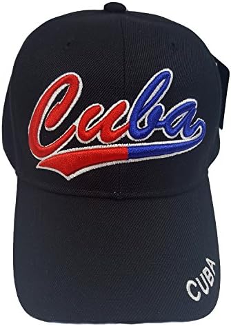 Cuba Embroiderd Scrpt Style Baseball Black Cap